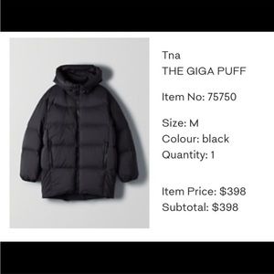 the giga puff tna aritzia black jacket